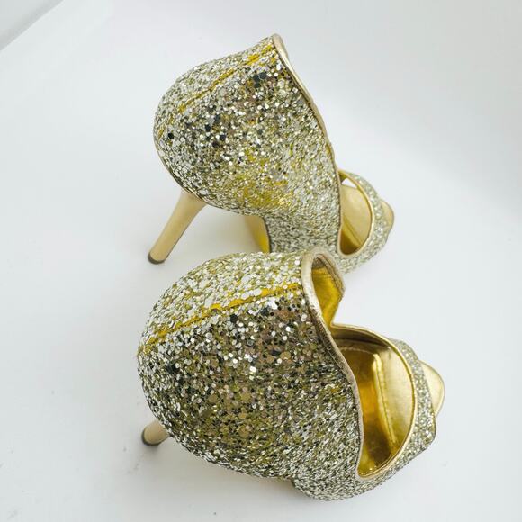 Miu Miu peep toe Gold Glitter Party Pump size EU 40 - Picture 10 of 15